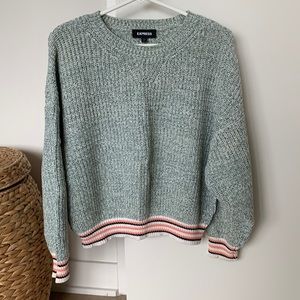 Knit sweater with striped details; Size Medium